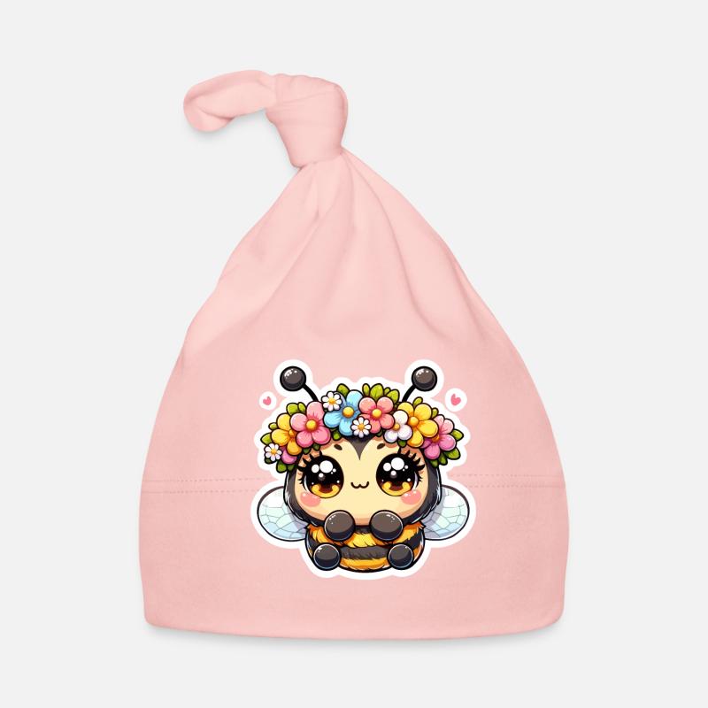 Biene mit Blumenkranz Baby Bio-Mütze