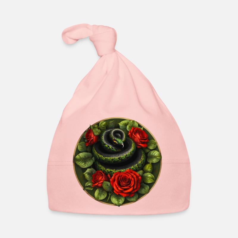Snake and red roses Organic Baby Cap