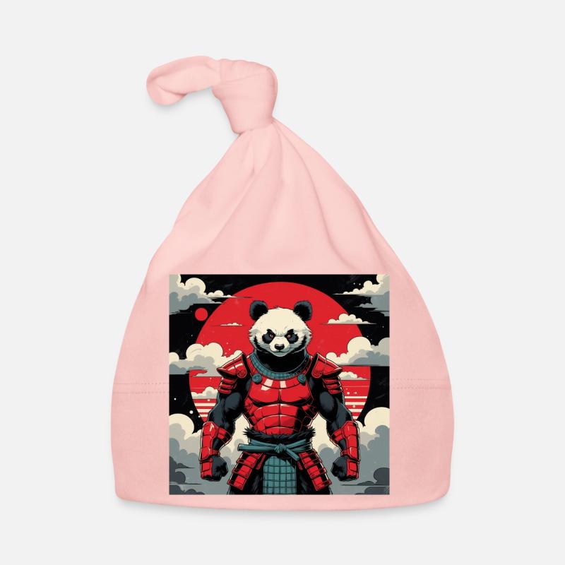 Samurai Panda Warrior - Organic Baby Cap - pink