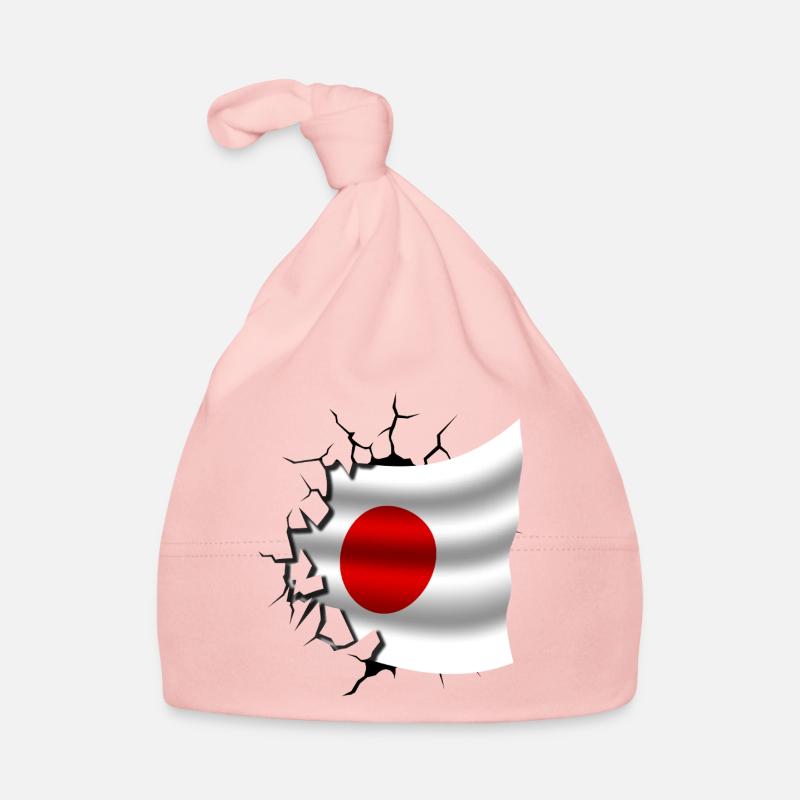Drapeau du Japon - Japon - Drapeau Broken Design Bonnet bio Bébé