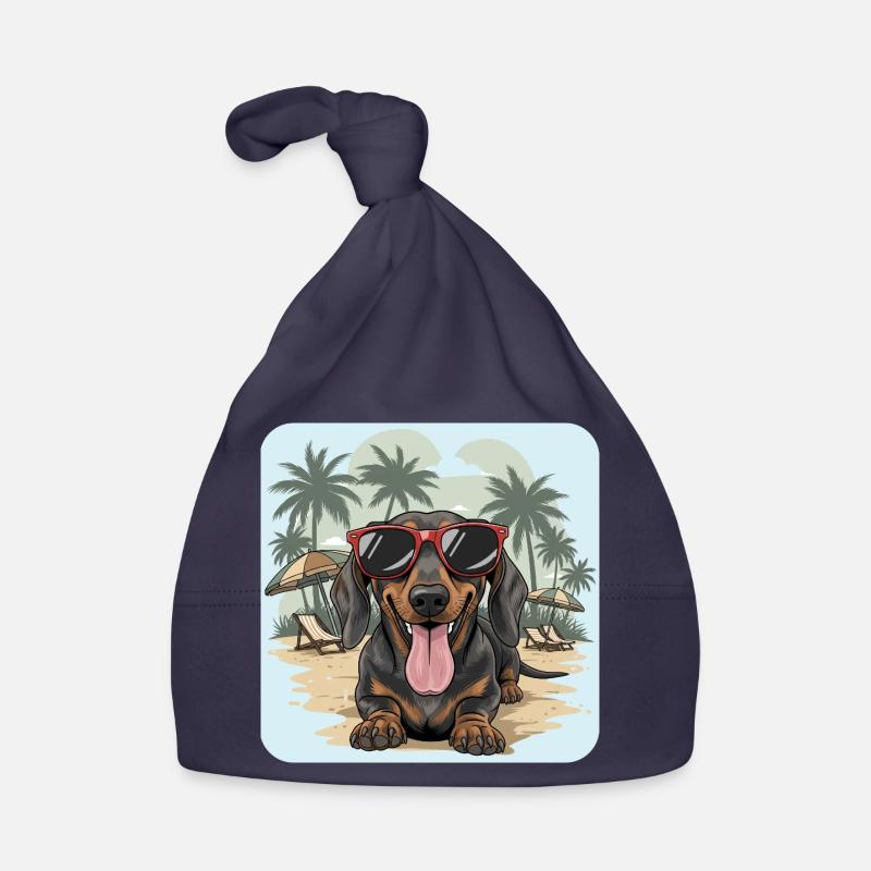 Dackel Beach Dackel Dackel mit cooler Brille Baby Bio-Mütze