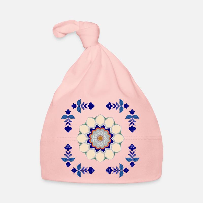 Retro Blüten Fliese Baby Bio-Mütze