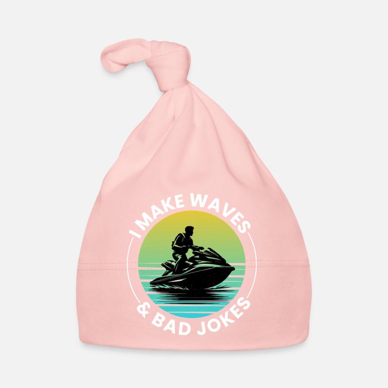 Lustiger Jetski-Fahrer Spruch "Make Waves & Laugh" Baby Bio-Mütze