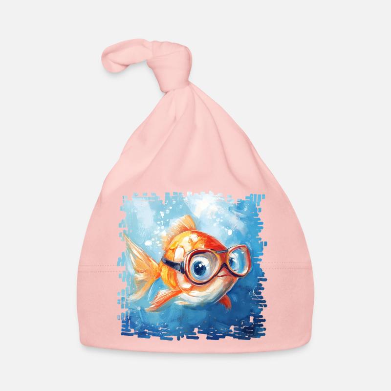 Goldfish with diving goggles Organic Baby Cap