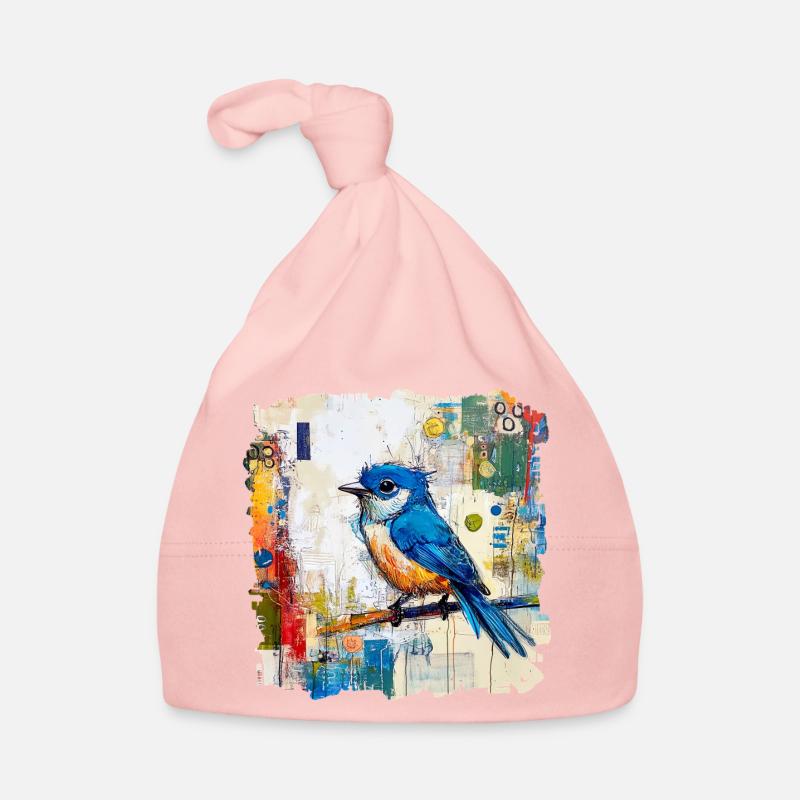 Oiseau bleu dans une mer abstraite de couleurs Bonnet bio Bébé