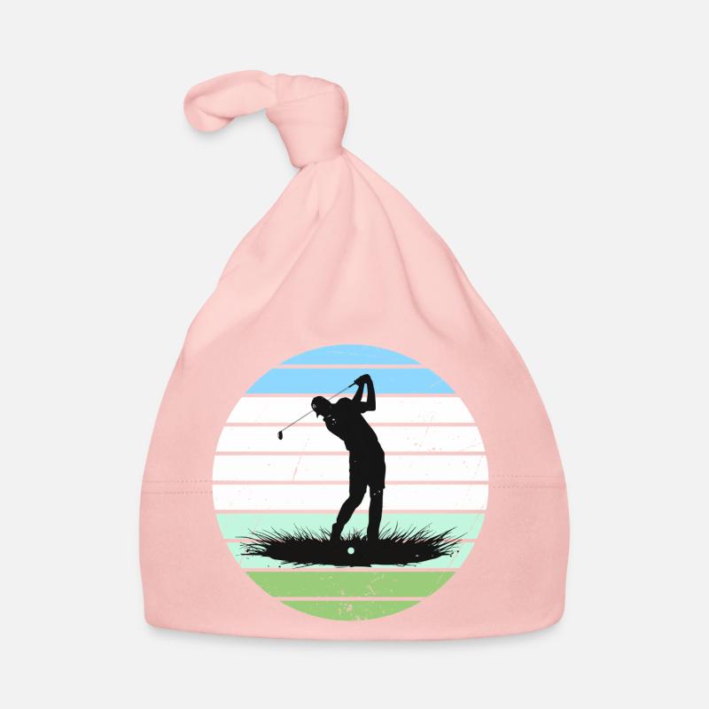 Silhouette de golf en cercle à rayures rétro Bonnet bio Bébé