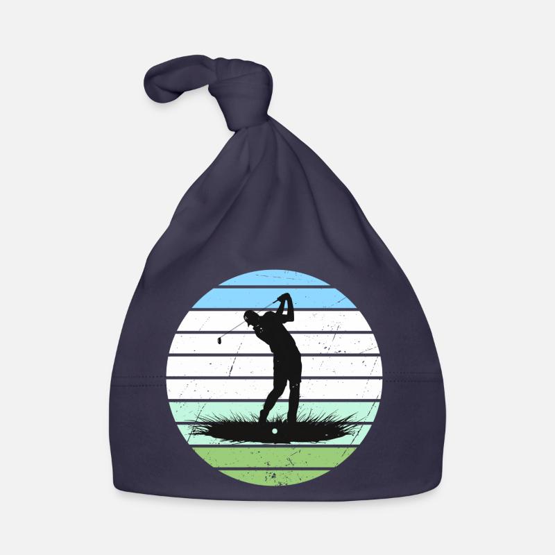 Golf silhouette in retro stripe circle Organic Baby Cap