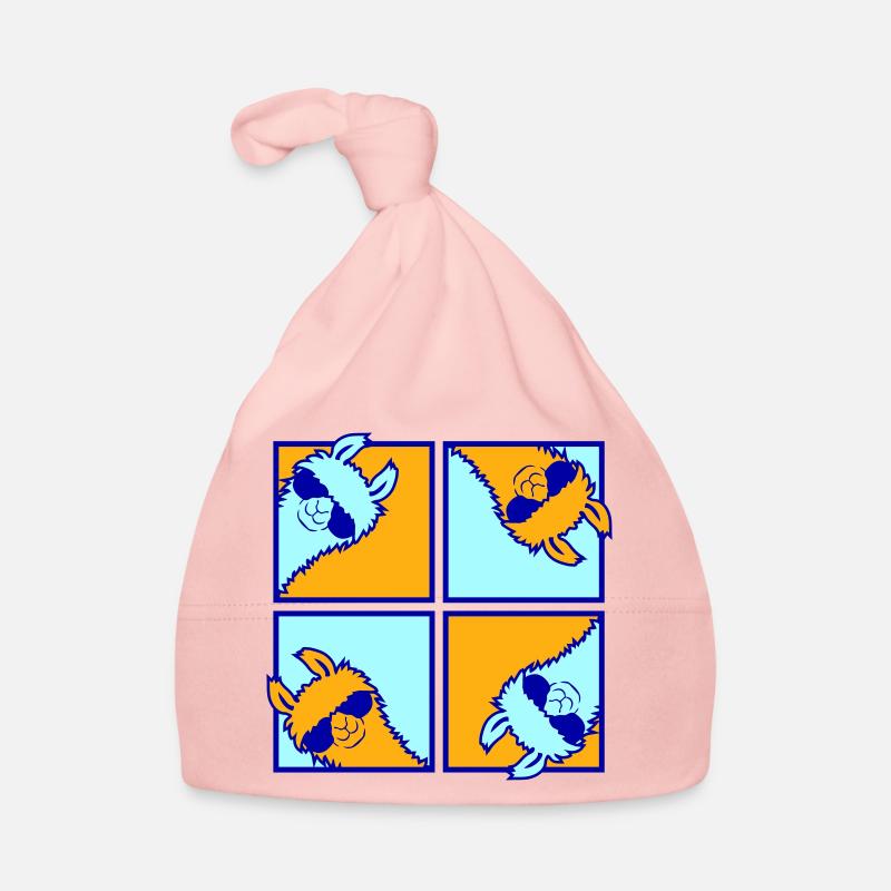 Four Colorful Llamas Tile Pattern 4 Pop Art Alpacas Organic Baby Cap