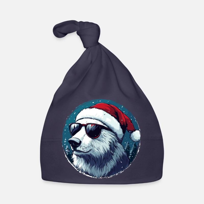 Eisbär mit Santa Hut und Sonnenbrille Baby Bio-Mütze