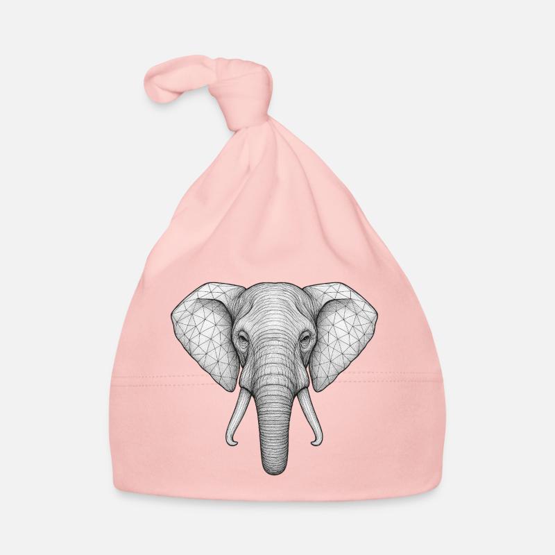 Geometric Elephant Head Sketch Style Organic Baby Cap