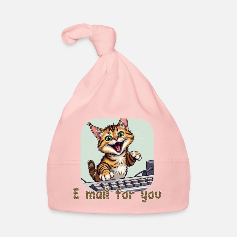Cat composition: Mail kitten on the PC - Organic Baby Cap - pink