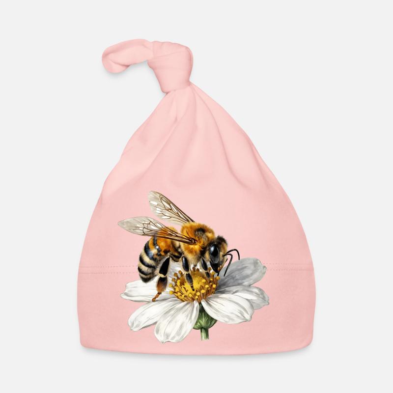 Bee on white flower Organic Baby Cap