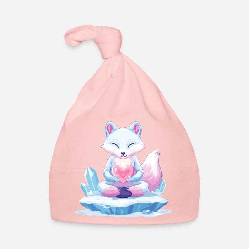 Pastell-Eisfuchs mit Herz Baby Bio-Mütze