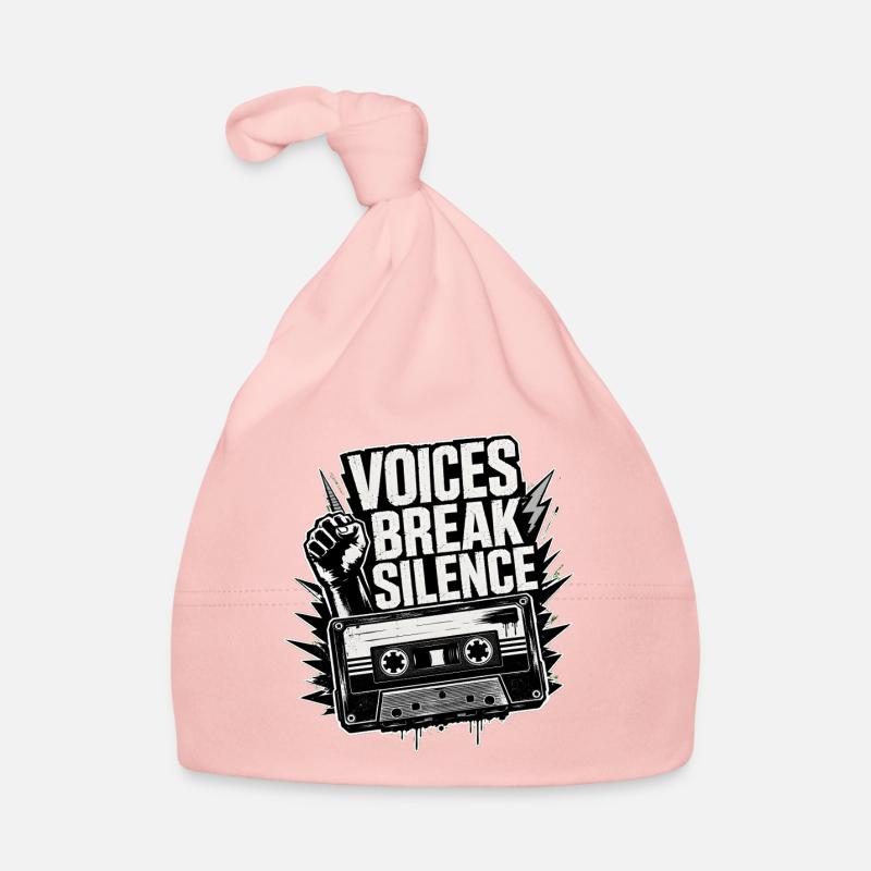 Voices Break Silence – erhobene Faust und Kassette Baby Bio-Mütze