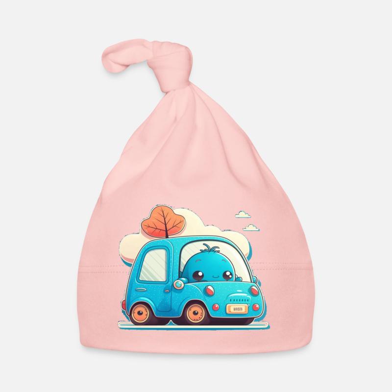 Blaues Auto mit Monster Baby Bio-Mütze