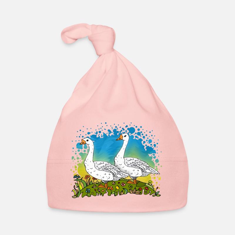 Two Geese on Green Gables Organic Baby Cap