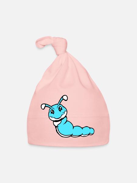 Caterpillar sweet sweet little smiles friendly happy - Organic Baby Cap - pink - Front