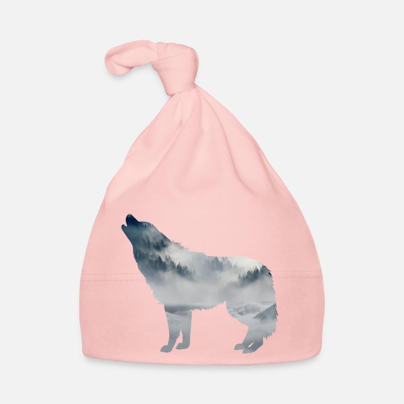 Silhouette de loup - Bonnet bio Bébé - rose