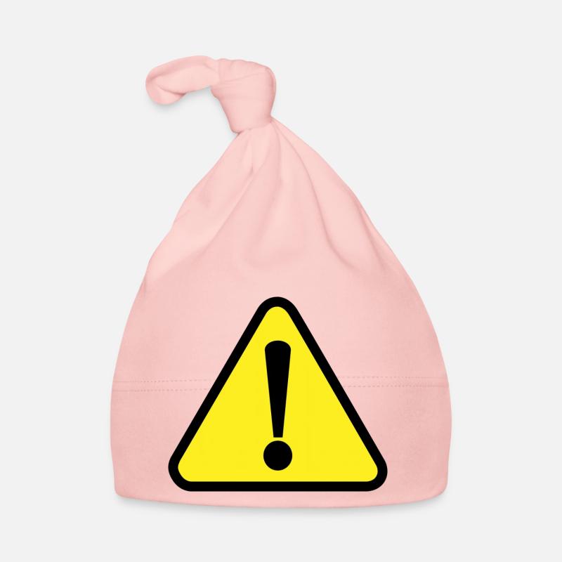 Attention danger - Bonnet bio Bébé - rose