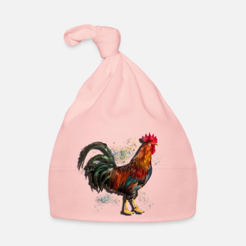 beau coq coloré fier - Bonnet bio Bébé - rose
