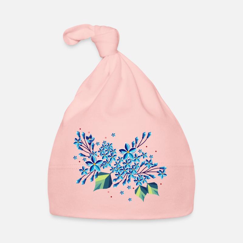 Branche de lilas – des tons bleus élégants dans un design moderne - Bonnet bio Bébé - rose