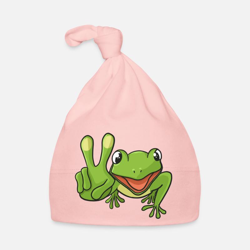 Frosch Peacezeichen Baby Bio-Mütze