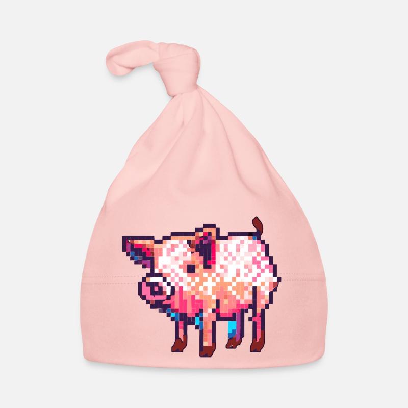 Cochon 8 bits dans un graphique rétro en pixels Bonnet bio Bébé