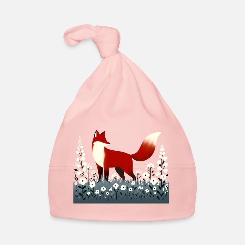 Fuchs in Blumenwiese Baby Bio-Mütze