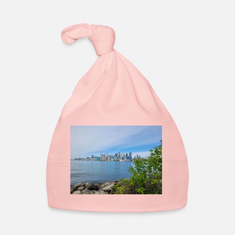 Skyline urbain lacustre et rocher vert toronto - Bonnet bio Bébé - rose