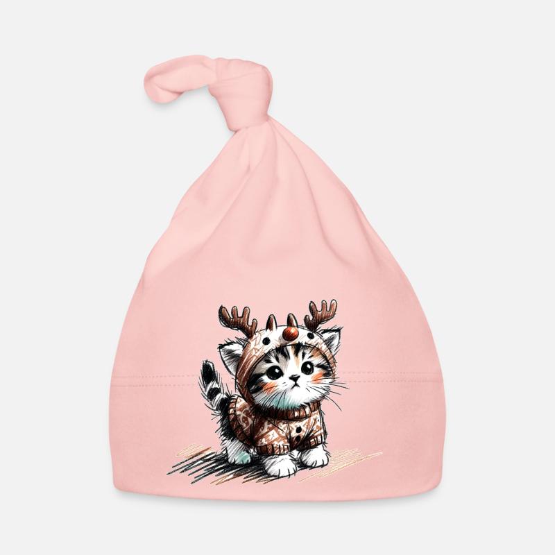 Chat avec des bois de renne et un pull Bonnet bio Bébé