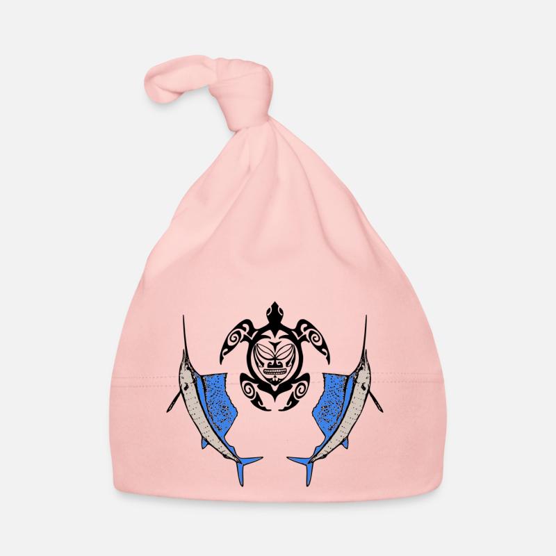 tribal turtle and swordfish Organic Baby Cap