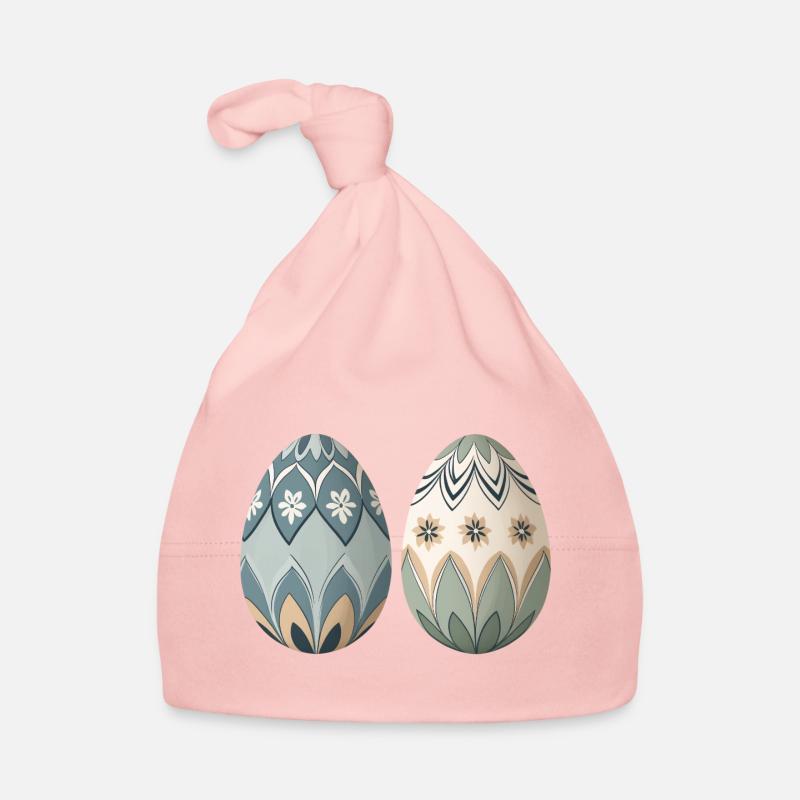 Pastel Floral Ornament Eggs Organic Baby Cap