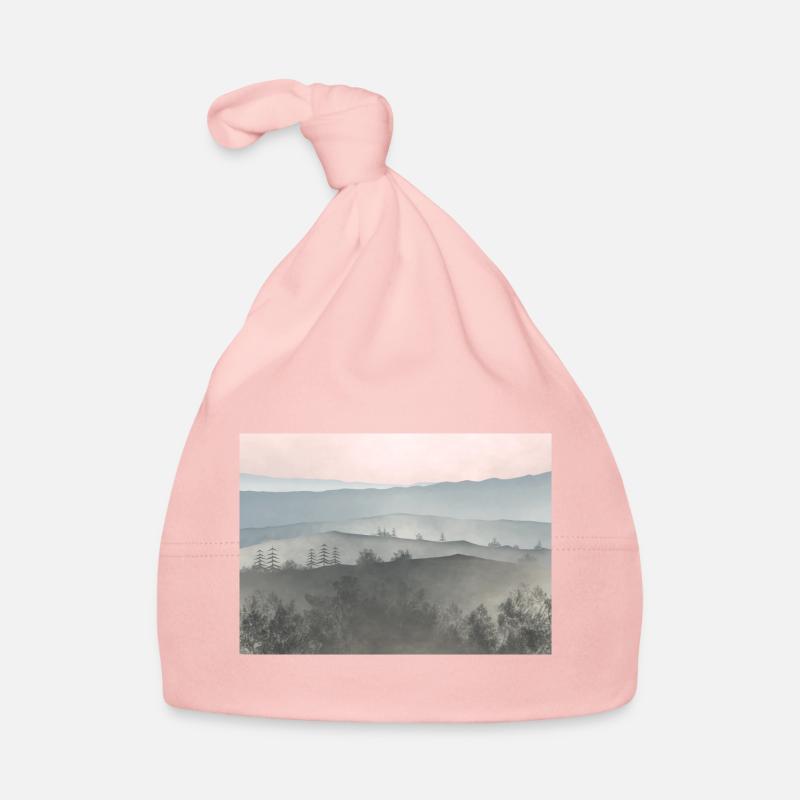Lever de soleil dans les montagnes de brume Bonnet bio Bébé
