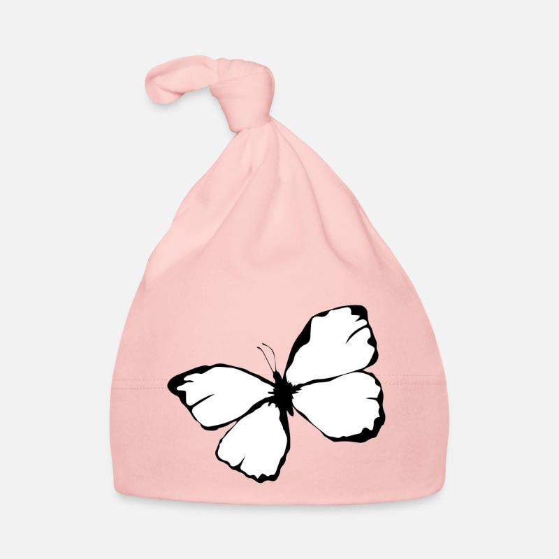Illustrierter Schmetterling Schwarz Weiß Geschenk Baby Bio-Mütze