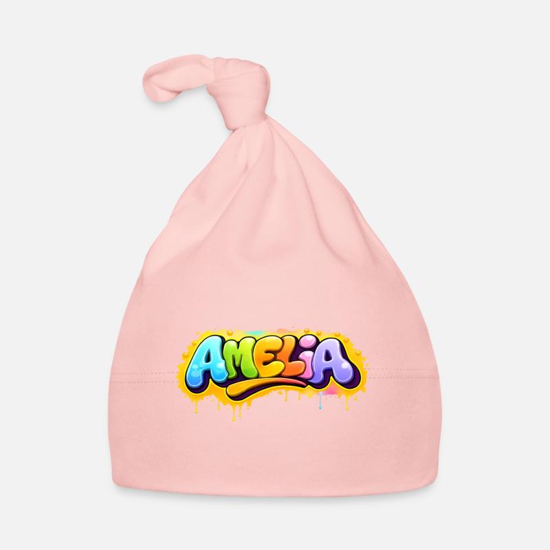 Graffiti  Amelia Prénom cadeau idéal imprimable su Bonnet bio Bébé