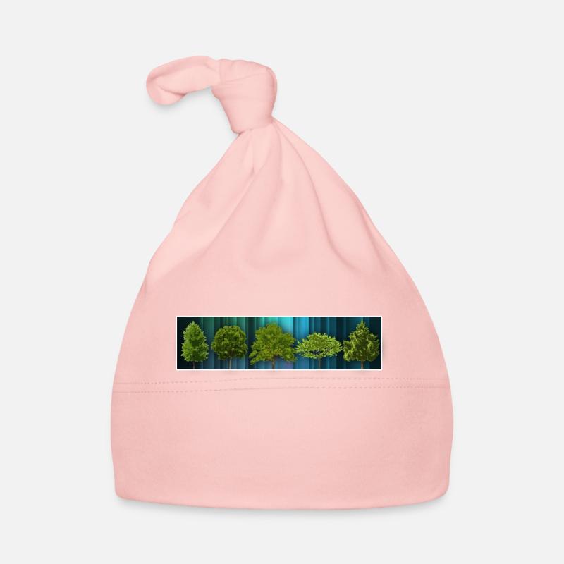 différents arbres - Bonnet bio Bébé - rose