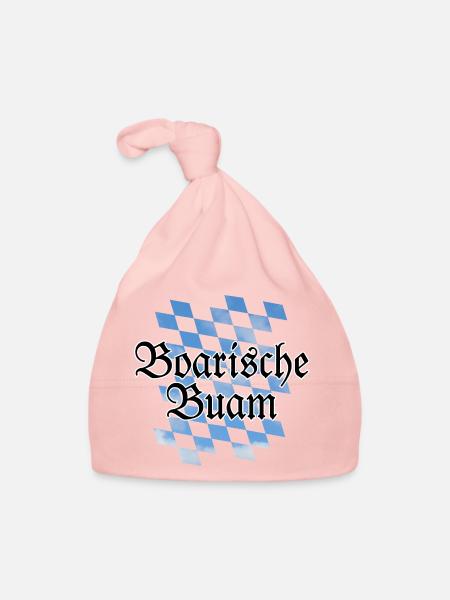 Boarische Buam Bayern Männer Jungs Buben - Baby Bio-Mütze - Rosa - Vorne