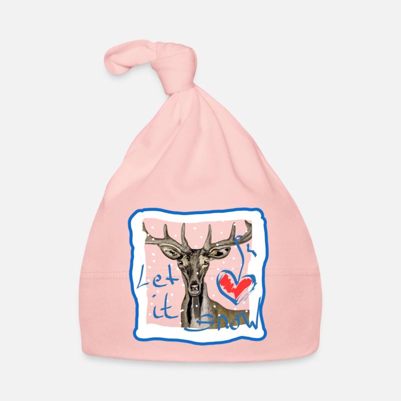 Deer motif let it snow Organic Baby Cap