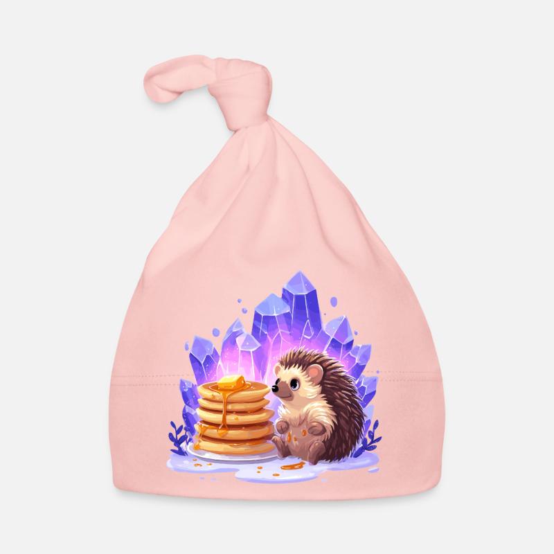 Igel mit Pfannkuchen und Kristallen - Baby Bio-Mütze - Rosa