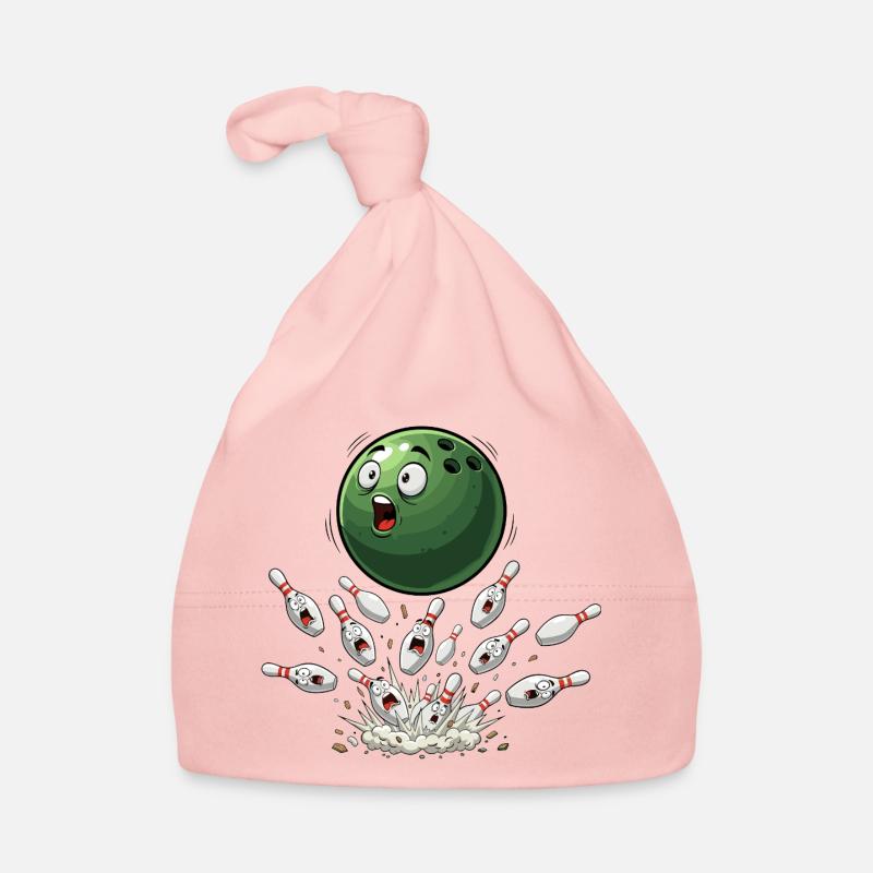 Grüne Bowlingkugel trifft Pins Baby Bio-Mütze