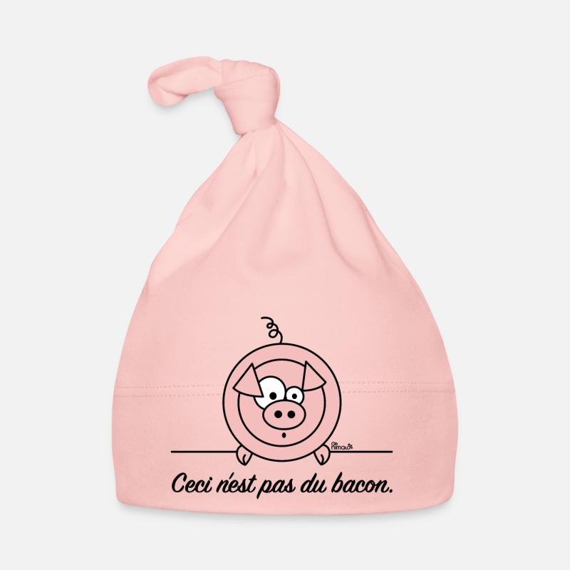 Cochon, Pas du Bacon, Végan - Bonnet bio Bébé - rose