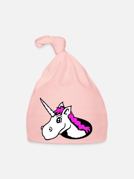 Unicorn Floor Hole Funny Smile Comic Cartoon - Organic Baby Cap - pink - Front