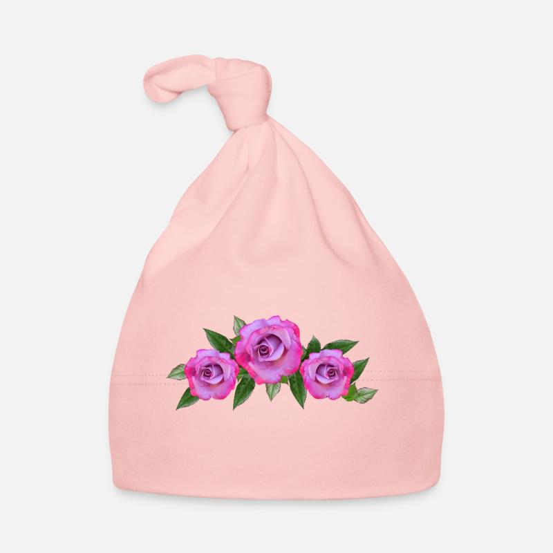 roses - Bonnet bio Bébé - rose