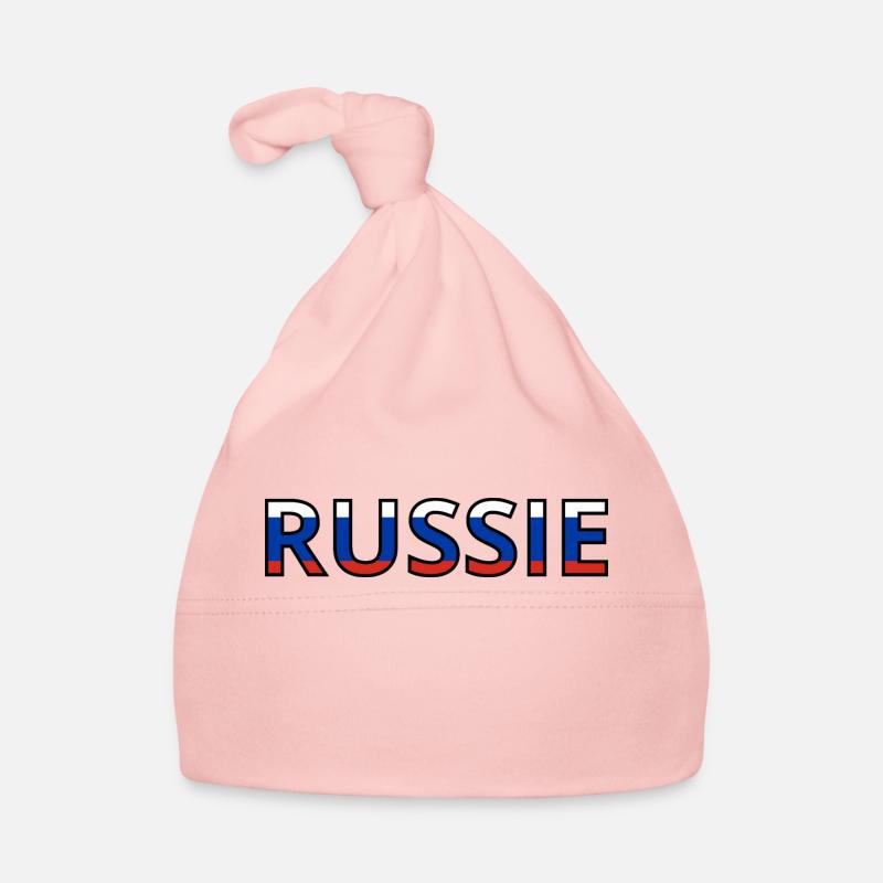 Drapeau russie - Bonnet bio Bébé - rose