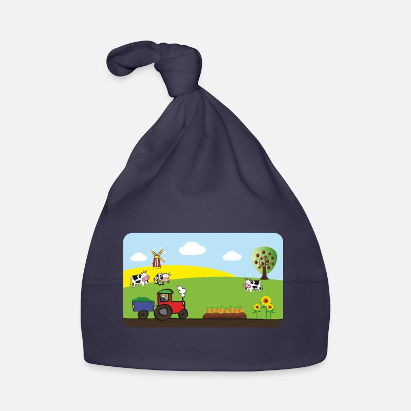 Farm Tractor - Cows Fields Windmill Organic Baby Cap