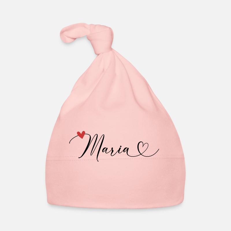 Maria Nom Prénom Calligraphie Coeur - Bonnet bio Bébé - rose