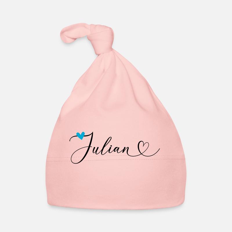 Julian Last name First name Calligraphy heart Organic Baby Cap