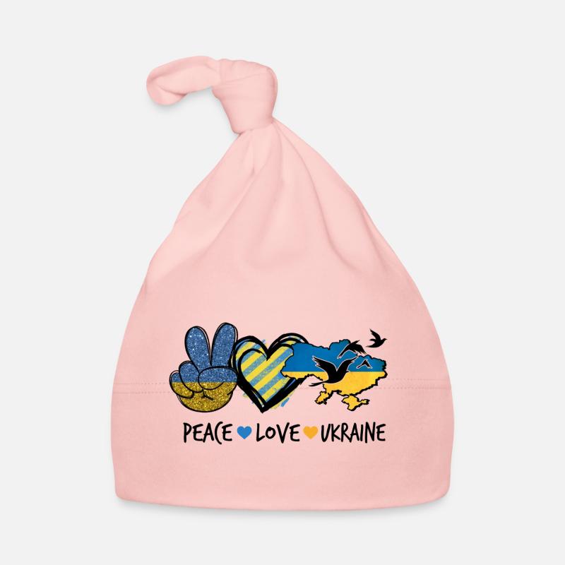 Paix amour Ukraine - Bonnet bio Bébé - rose