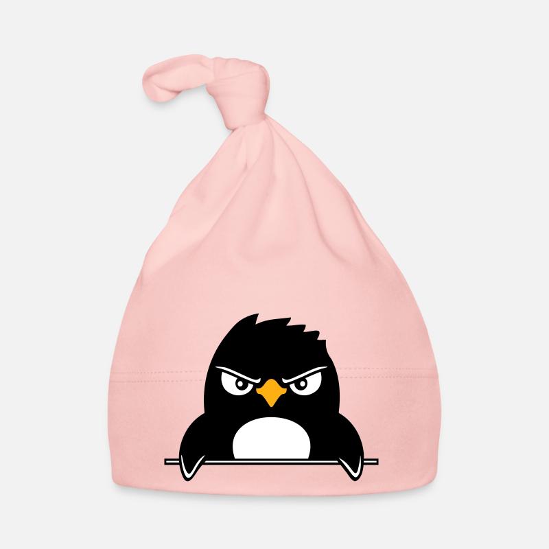 Pinguin Guckt Ernst Böse Gefährlich hinter Mauer Baby Bio-Mütze