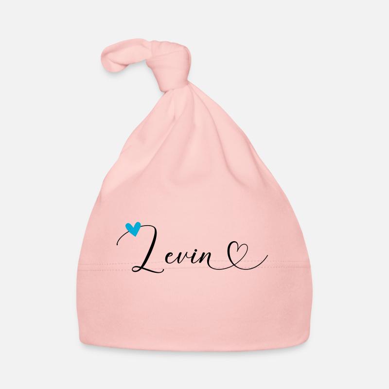 Levin Last name First name Calligraphy heart Organic Baby Cap